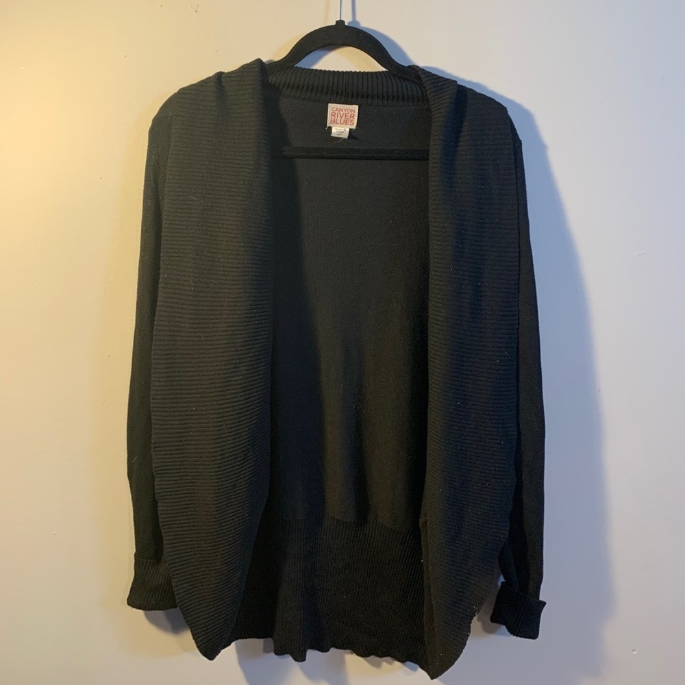 Black cardigan with rubbed details
